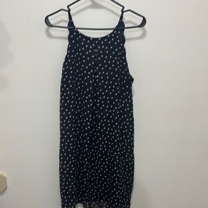 Polka Dot Sleeveless Dress - Navy and White